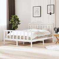 Bedframe massief hout wit 150x200 cm