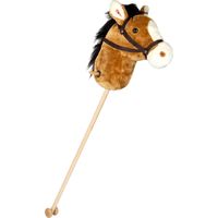 Houten stokpaardje lichtbruin met geluid 105 cm - Hobbelfiguren