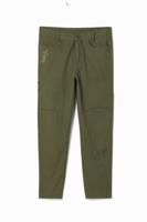 Lange rechte broek met borduursels. - GREEN - 34