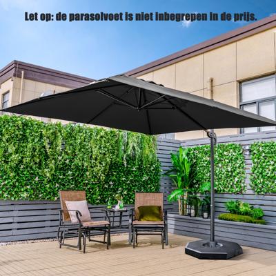300 x 300 cm Parasol Zweefparasol met Zwengel Tuinparasol Kantelbaar 360° Draaibaar Grote Terrasparasol Marktparasol voor Terras Café