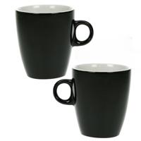 Cosy & Trendy Koffiekopjes/bekers - Set van 18x stuks - zwart - 190 ml - Keramiek - glans finish Cosy & Trendy Koffiekopjes/bekers - Set van 18x stuks - zwart - 190 ml - Keramiek - glans finish