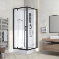 Douchecabine BWS Eva Omkeerbaar 80x215x80 cm Met Draaideur Helder Glas Mat Zwart
