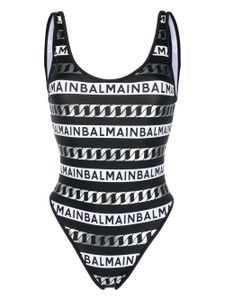 Balmain maillot de bain à logo imprimé - Noir