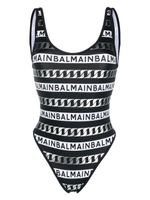 Balmain maillot de bain à logo imprimé - Noir - thumbnail