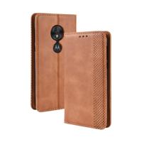 Magnetische gesp retro textuur horizontale Flip lederen case voor Motorola Moto G7 spelen (EU-versie) met houder & card slots & portemonnee (bruin)
