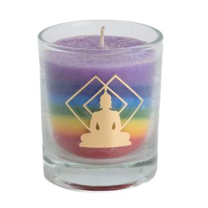 Fair Trade 7 Chakra&apos;s Boeddha Stearine Kaars in Glas