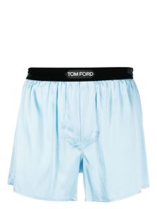 TOM FORD boxer en soie à taille à logo - Bleu