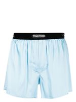 TOM FORD boxer en soie à taille à logo - Bleu