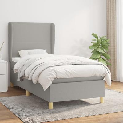 Boxspring met matras stof lichtgrijs 90x190 cm