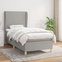 Boxspring met matras stof lichtgrijs 90x190 cm