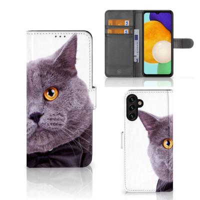 Samsung Galaxy A04s | Samsung Galaxy A13 5G | Telefoonhoesje | Met pasjeshouder | Kat