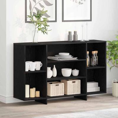 Dressoir met plank Zwart eiken 120 x 30 x 75 cm Bewerkt hout