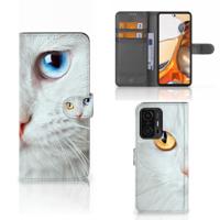 Xiaomi 11T | 11T Pro | Telefoonhoesje | Met pasjeshouder | Witte Kat