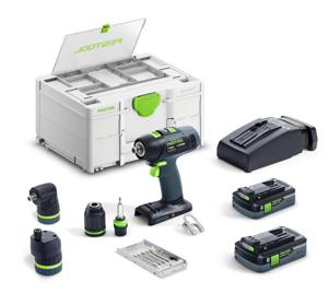 Festool T 18+3 HPC 4,0 I-Set Accu Schroefboormachine 18V 4.0Ah + 2x Hulpstukken in Systainer - 577609