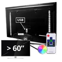 Tv led strip set met 2 RGB strips voor tv’s > 60 inch | met afstandsbediening | ledstripkoning