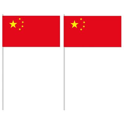 Zwaaivlaggetje China - 12 x 24 cm - stokje 40 cm - Chinese versiering - handvlag - vlaggetje