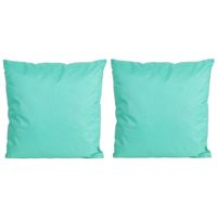 Set van 2x stuks bank/Sier kussens voor binnen en buiten in de kleur aqua blauw 45 x 45 cm Tuinkusse   -