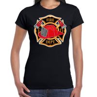 Brandweer logo verkleed t-shirt / outfit zwart voor dames - thumbnail