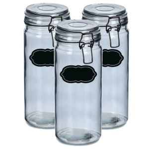 Weckpot/inmaakpot - 6x - 1L - glas - met beugelsluiting - incl. etiketten