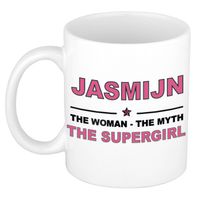 Naam cadeau mok/ beker Jasmijn The woman, The myth the supergirl 300 ml - Naam mokken - thumbnail