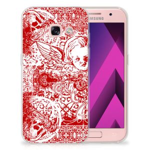 Silicone Back Case Samsung Galaxy A3 2017 Angel Skull Rood