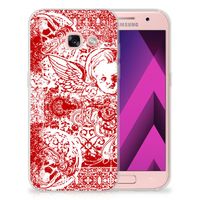 Silicone Back Case Samsung Galaxy A3 2017 Angel Skull Rood - thumbnail