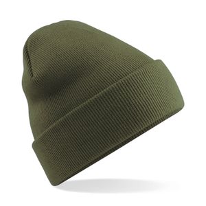 Basic dames/heren beanie wintermuts 100% soft Acryl in kleur mosgroen