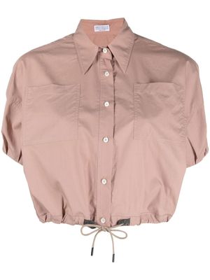 Brunello Cucinelli haut crop à lien de resserrage - Rose