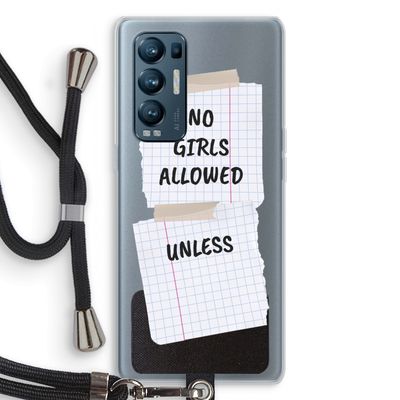 No Girls Allowed Unless: Oppo Find X3 Neo Transparant Hoesje met koord