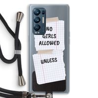 No Girls Allowed Unless: Oppo Find X3 Neo Transparant Hoesje met koord