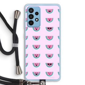 Smiley watermeloenprint: Samsung Galaxy A52 Transparant Hoesje met koord