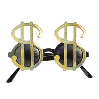 Pimp/gangster verkleed dollars party bril goud - thumbnail