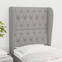 Hoofdbord met randen 83x23x118/128 cm stof lichtgrijs