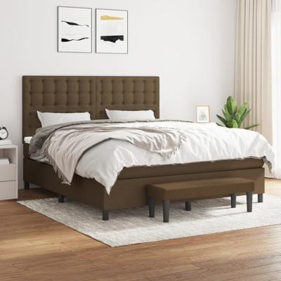Boxspring met matras stof donkerbruin 180x200 cm