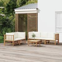 6-delige Loungeset met kussens bamboe crèmewit
