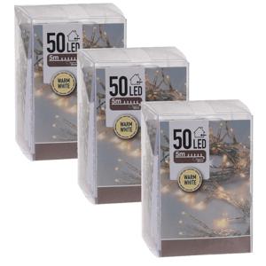 Kerstverlichting - 3x - op batterij - warm wit - 50 LED lampjes - 5 meter