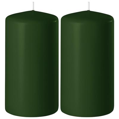 Enlightening Candles Cilinder/stompkaars - 2x - donkergroen - D8 x H12 cm - 45 branduur