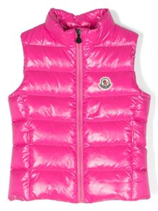 Moncler Enfant gilet zippé à patch logo - Rose