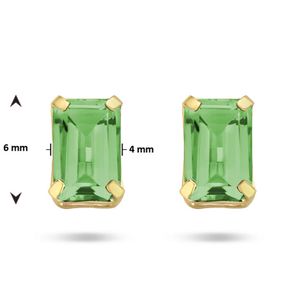 Oorknoppen geelgoud-agaat 2 x 0.51 ct groen 4 x 6 mm