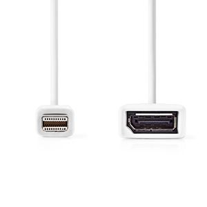 Nedis Mini DisplayPort-Kabel | DisplayPort 1.2 | Mini-DisplayPort Male | DisplayPort Female | 21.6 Gbps | Vernikkeld | 0.20 m | Rond | PVC | Wit |