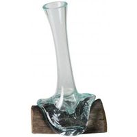 Decowood Glass D Round 15x25 cm ronde glazen vaas op boomstronk M decoratie - thumbnail