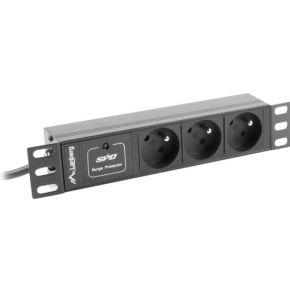 Lanberg PDU-03E-0200-BK energiedistributie 3 AC-uitgang(en) 1U Zwart
