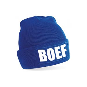 Boef muts/beanie onesize unisex - blauw