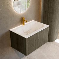 Badmeubel Mondiaz Kurve-Dlux | 70 cm cm | Meubelkleur Shadow | Wastafelkleur Frappe | Solid surface | Wasbak midden spoelbak | 1 kraangat
