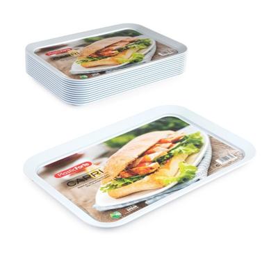 Plasticforte dienblad/serveerblad - 2x - Kunststof - 41 x 31 cm - wit - kopjes en glazen tray