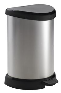 Curver decobin pedaalemmer ovaal 15 liter + binnenemmer zilver metallic