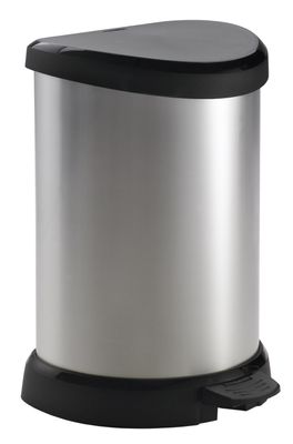 Curver decobin pedaalemmer ovaal 15 liter + binnenemmer zilver metallic