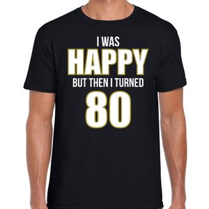Verjaardag cadeau t-shirt 80 jaar - happy 80 zwart voor heren 2XL  -