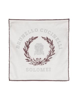 Brunello Cucinelli foulard en soie à logo imprimé - Tons neutres