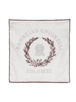 Brunello Cucinelli foulard en soie à logo imprimé - Tons neutres